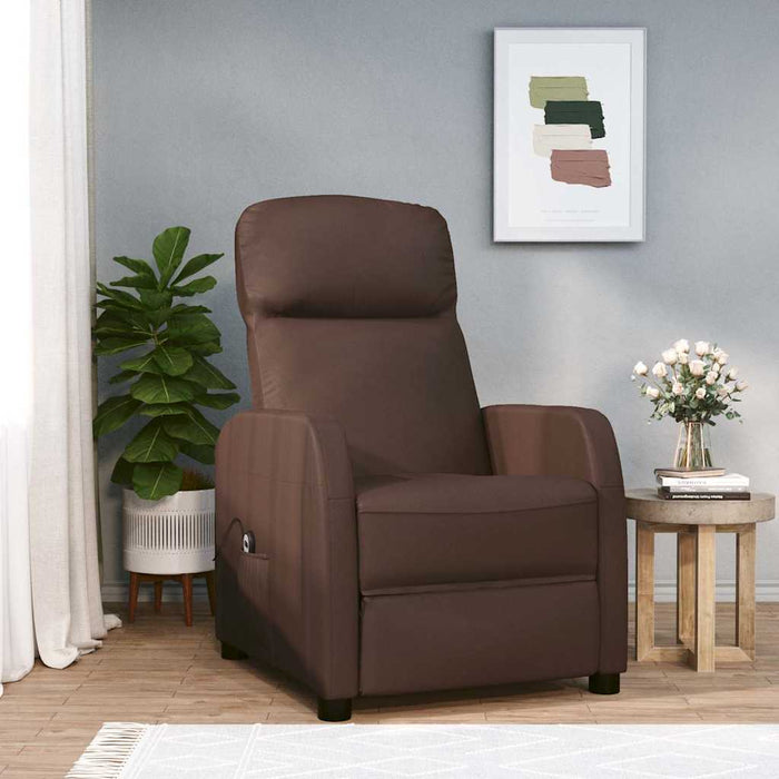 Fotoliu rabatabil electric, maro, piele ecologică WALTI