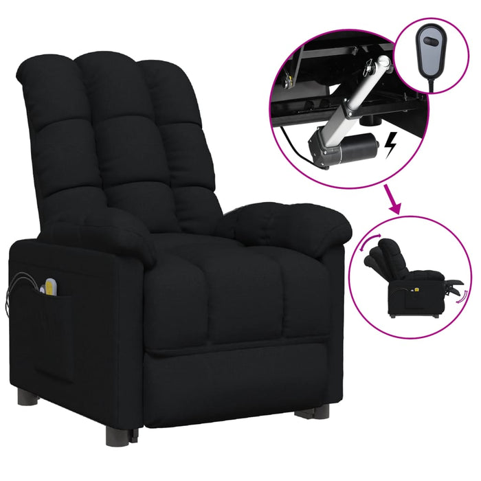 Fotoliu de masaj electric rabatabil, negru, textil WALTI