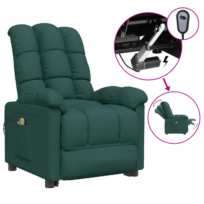Fotoliu de masaj electric, verde închis, material textil WALTI