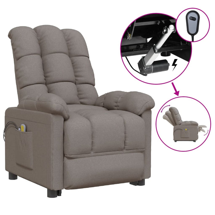 Fotoliu de masaj electric rabatabil, gri taupe, textil - WALTI WALTI