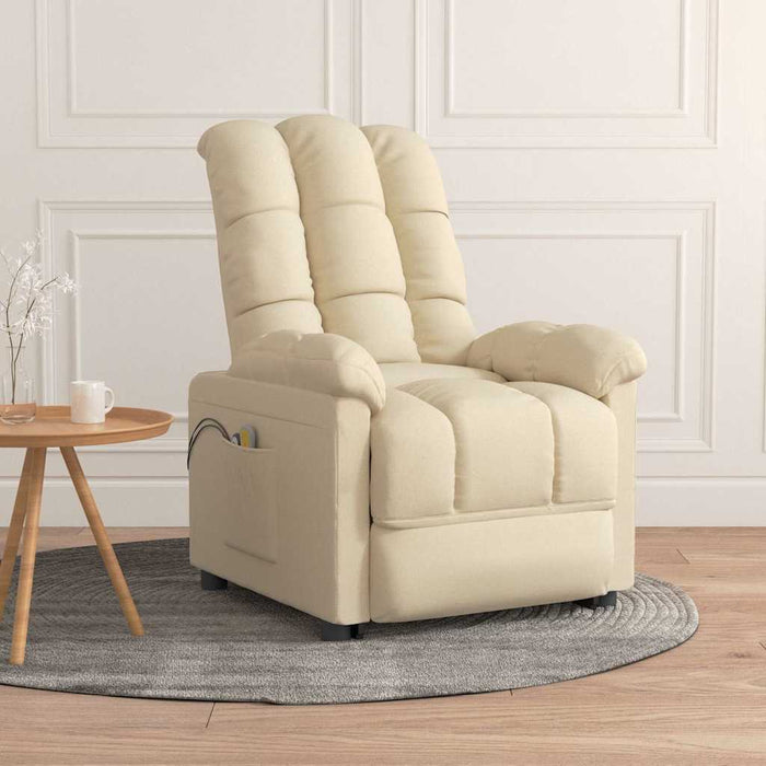 Fotoliu de masaj electric rabatabil, crem, textil - WALTI WALTI