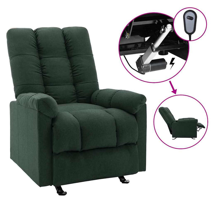 Fotoliu rabatabil electric, verde închis, material textil WALTI