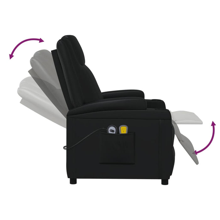 Fotoliu de masaj electric, negru, piele ecologică WALTI