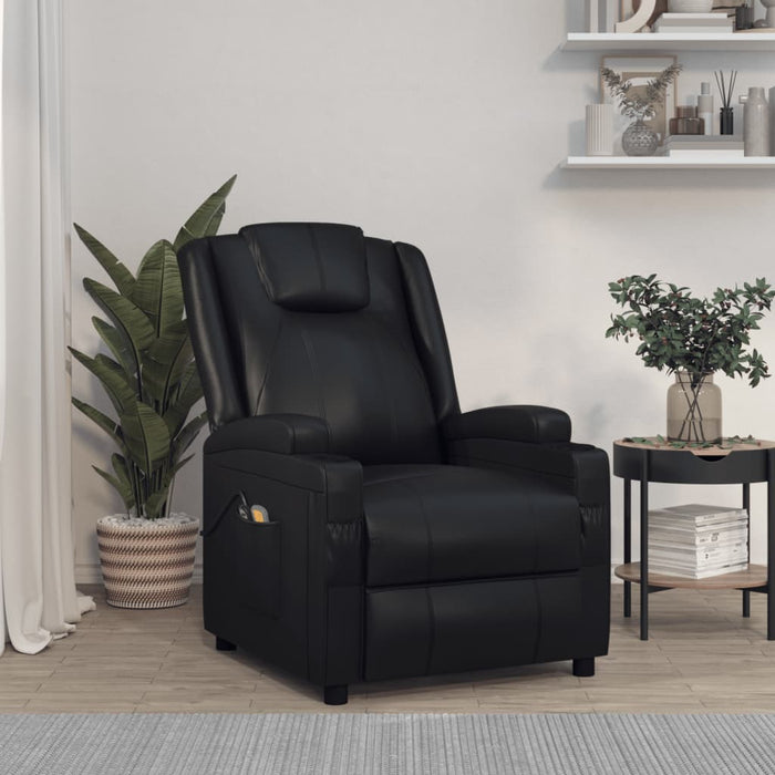 Fotoliu de masaj electric, negru, piele ecologică WALTI