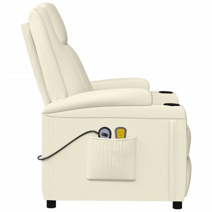 Fotoliu de masaj electric, alb crem, piele ecologică - WALTI WALTI