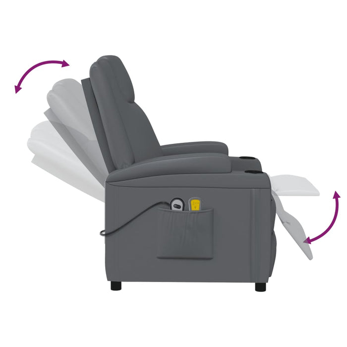 Fotoliu de masaj electric, antracit, piele ecologică - WALTI WALTI
