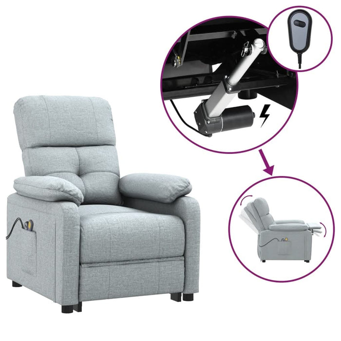 Fotoliu de masaj electric rabatabil, gri deschis, textil - WALTI WALTI