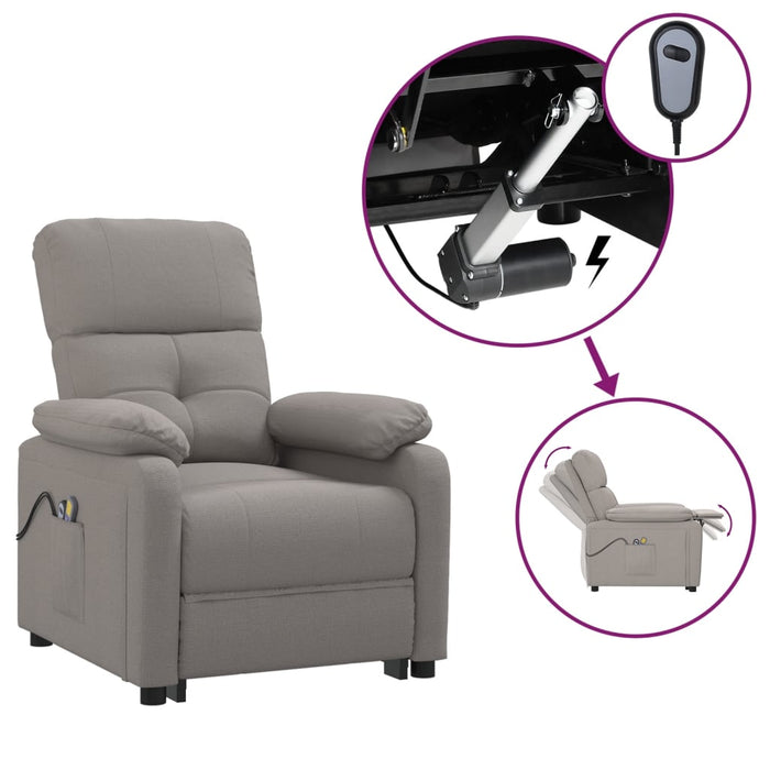 Fotoliu de masaj electric rabatabil, gri taupe, textil WALTI