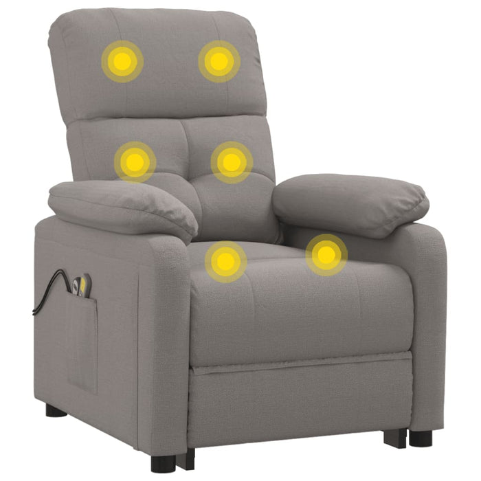 Fotoliu de masaj electric rabatabil, gri taupe, textil WALTI