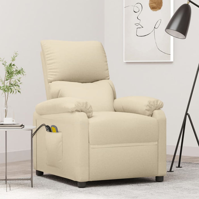 Fotoliu de masaj electric rabatabil, crem, textil - WALTI WALTI