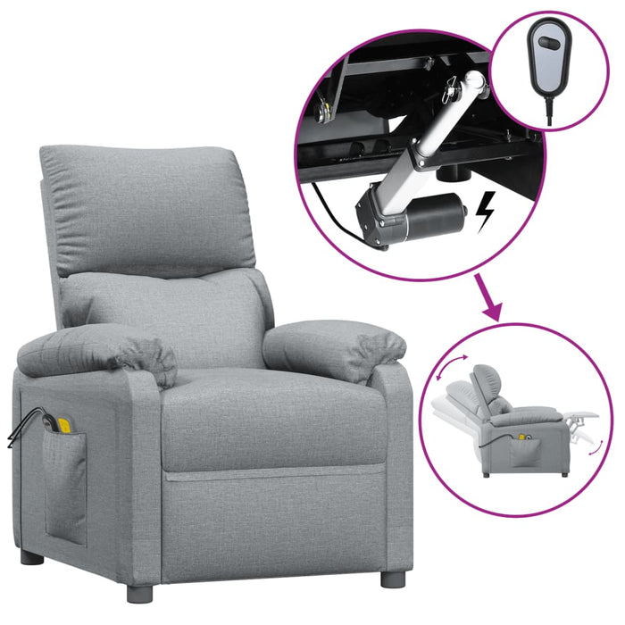 Fotoliu de masaj electric rabatabil, gri deschis, textil - WALTI WALTI