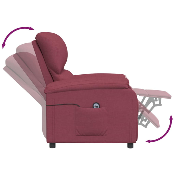 Fotoliu rabatabil electric, roșu vin, material textil WALTI