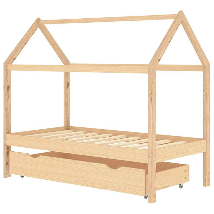 Cadru pat pentru copii, cu un sertar, 80x160 cm, lemn masiv pin - WALTI WALTI