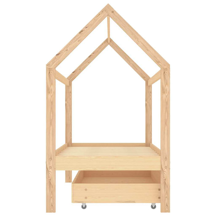 Cadru pat pentru copii, cu un sertar, 80x160 cm, lemn masiv pin - WALTI WALTI