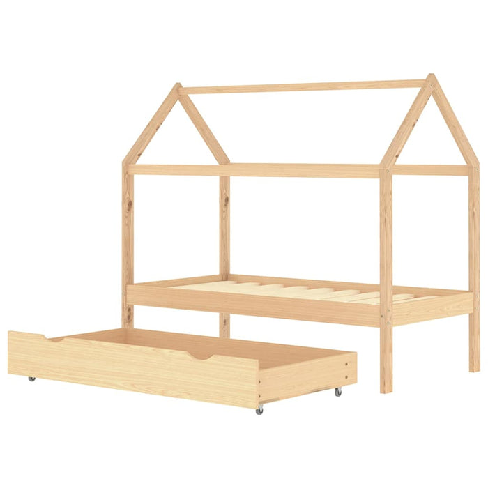 Cadru pat pentru copii, cu un sertar, 80x160 cm, lemn masiv pin - WALTI WALTI