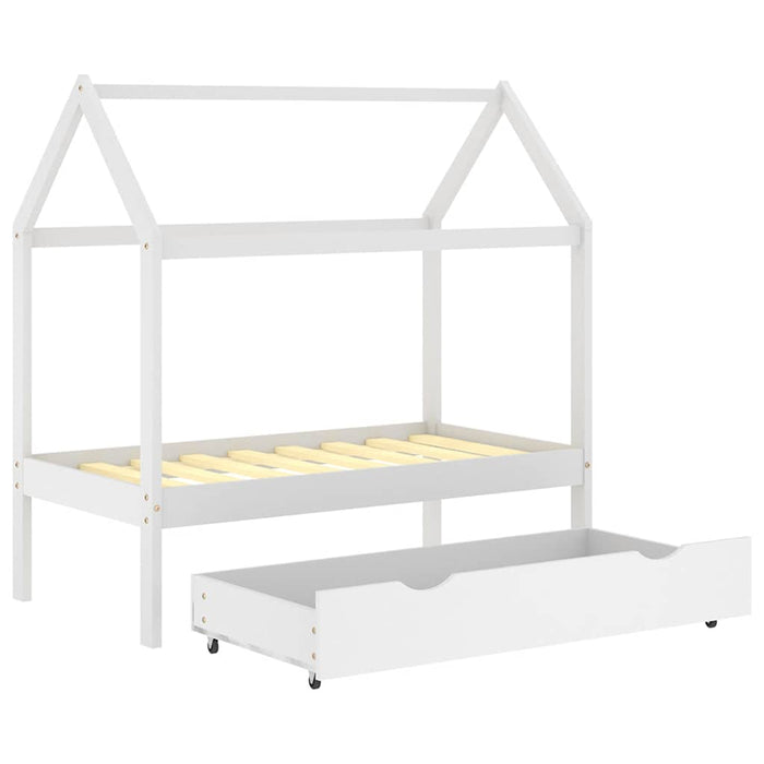 Cadru pat copii cu un sertar, alb, 70x140 cm, lemn masiv de pin - WALTI WALTI