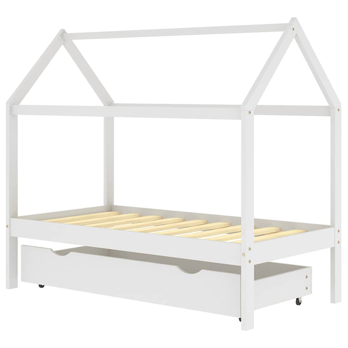 Cadru pat de copii cu un sertar, alb, 80x160 cm, lemn masiv pin - WALTI WALTI