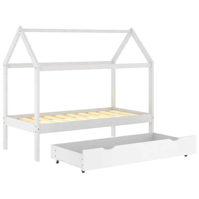 Cadru pat de copii cu un sertar, alb, 80x160 cm, lemn masiv pin - WALTI WALTI
