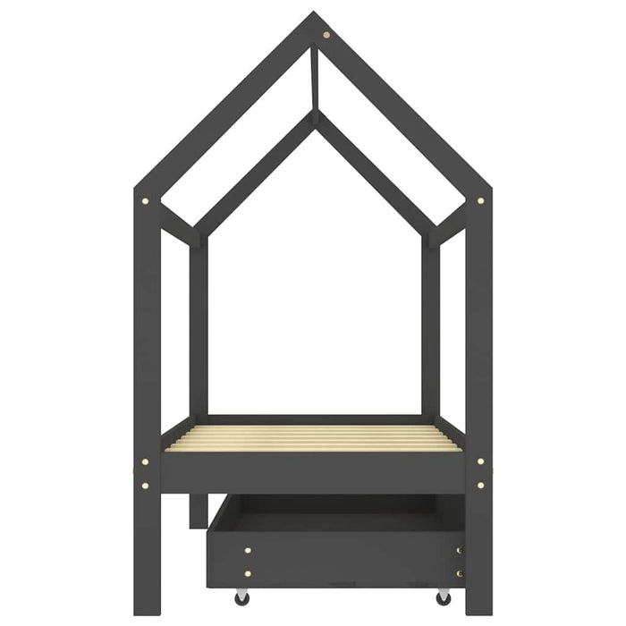 Cadru pat copii cu sertar gri închis 80x160 cm lemn masiv pin - WALTI WALTI