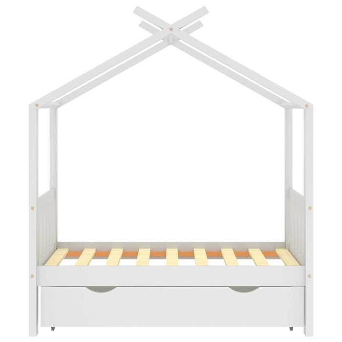 Cadru pat de copii cu un sertar, alb, 70x140 cm, lemn masiv pin - WALTI WALTI