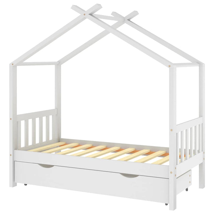 Cadru pat de copii cu un sertar, alb, 80x160 cm, lemn masiv pin - WALTI WALTI