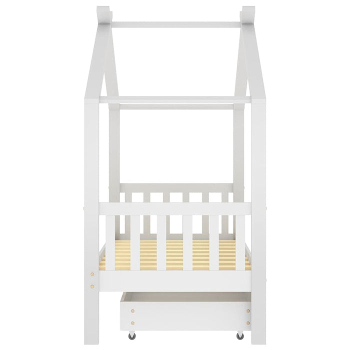 Cadru pat de copii cu un sertar, alb, 80x160 cm, lemn masiv pin - WALTI WALTI