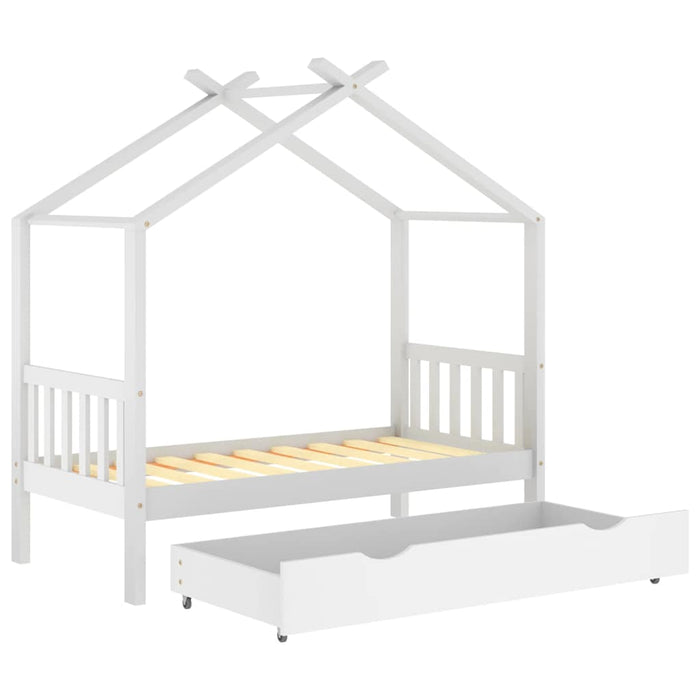 Cadru pat de copii cu un sertar, alb, 80x160 cm, lemn masiv pin - WALTI WALTI