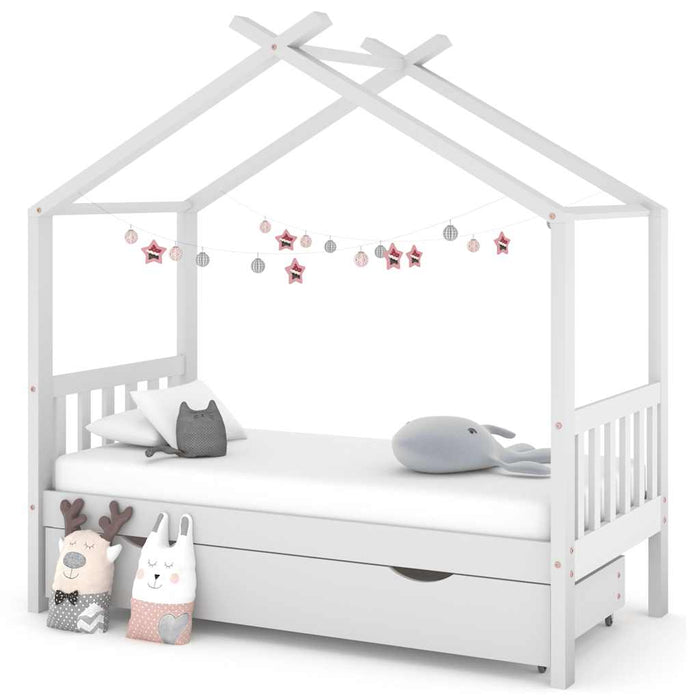 Cadru pat de copii cu un sertar, alb, 80x160 cm, lemn masiv pin - WALTI WALTI