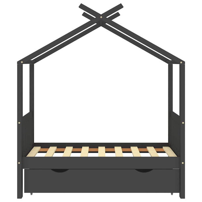 Cadru pat copii cu sertar gri închis 70x140 cm lemn masiv pin - WALTI WALTI