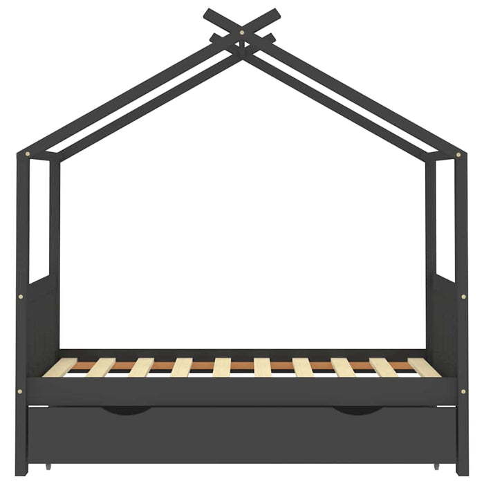 Cadru pat copii cu sertar gri închis 80x160 cm lemn masiv pin - WALTI WALTI