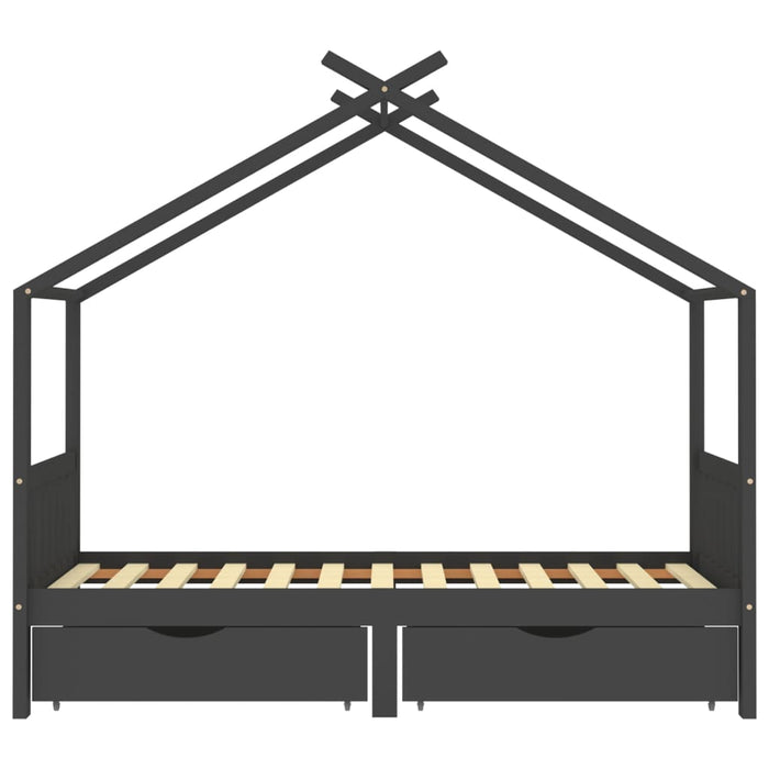 Cadru pat copii cu sertare gri închis 90x200 cm lemn masiv pin - WALTI WALTI