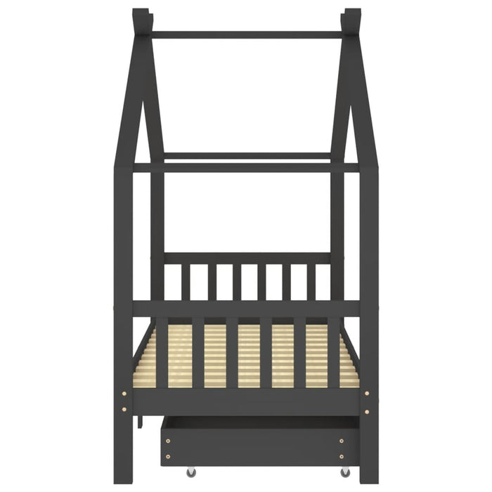 Cadru pat copii cu sertare gri închis 90x200 cm lemn masiv pin - WALTI WALTI