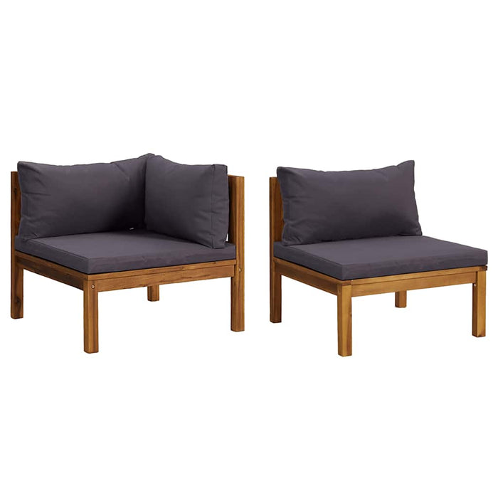 Set de canapele, 2 piese, perne gri închis, lemn masiv acacia - WALTI WALTI