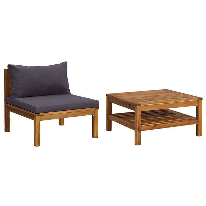 Set canapea de grădină, 2 piese, perne gri închis, lemn acacia - WALTI WALTI