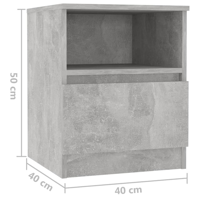 Noptiere, 2 buc., gri beton, 40x40x50 cm, PAL - WALTI WALTI