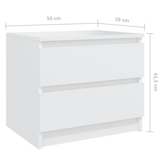 Noptiere, 2 buc., alb, 50x39x43,5 cm, PAL - WALTI WALTI