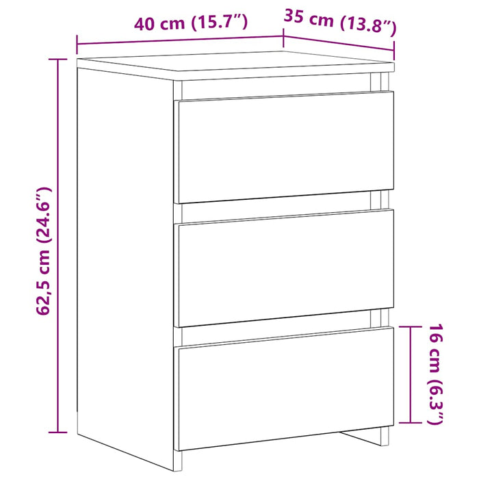 Noptiere, 2 buc., alb, 40x35x62,5 cm, lemn compozit - WALTI WALTI