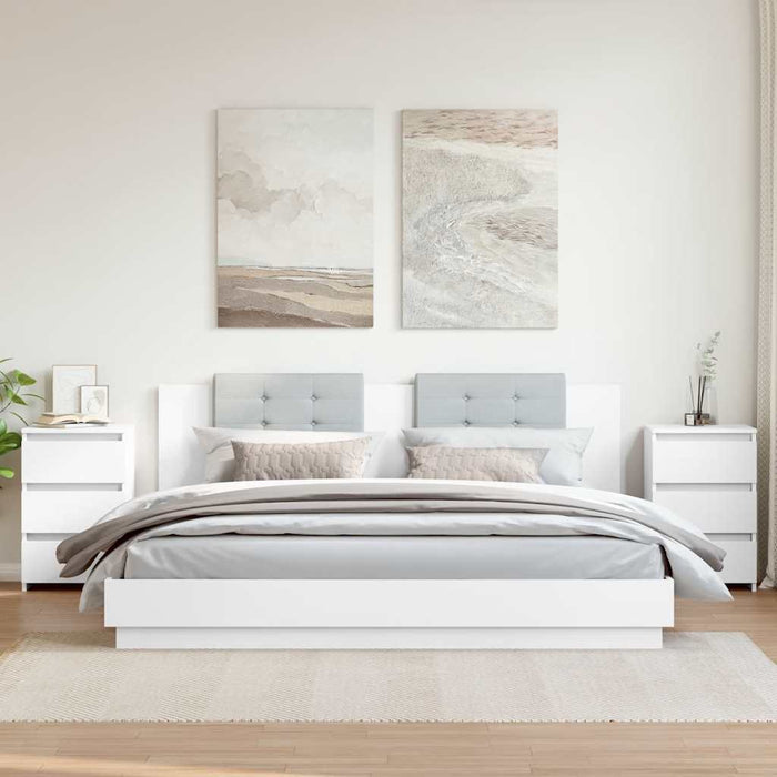 Noptiere, 2 buc., alb, 40x35x62,5 cm, lemn compozit - WALTI WALTI