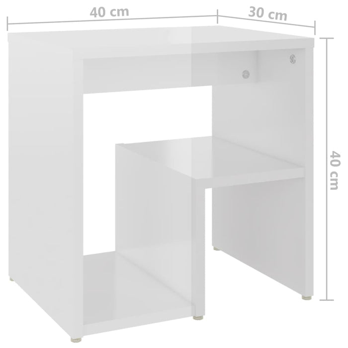 Noptiere, 2 buc., alb extralucios, 40x30x40 cm, lemn prelucrat WALTI