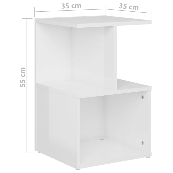 Noptiere, 2 buc., alb extra lucios, 35x35x55cm, lemn prelucrat - WALTI WALTI