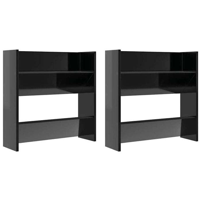 Pantofare de perete, 2 buc., negru extralucios, 60x18x60 cm PAL - WALTI WALTI
