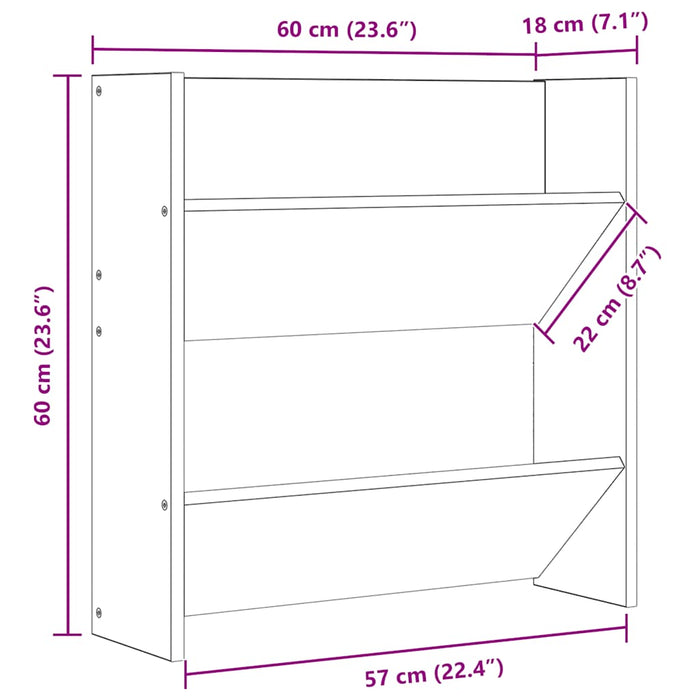 Pantofare de perete, 2 buc., negru extralucios, 60x18x60 cm PAL - WALTI WALTI