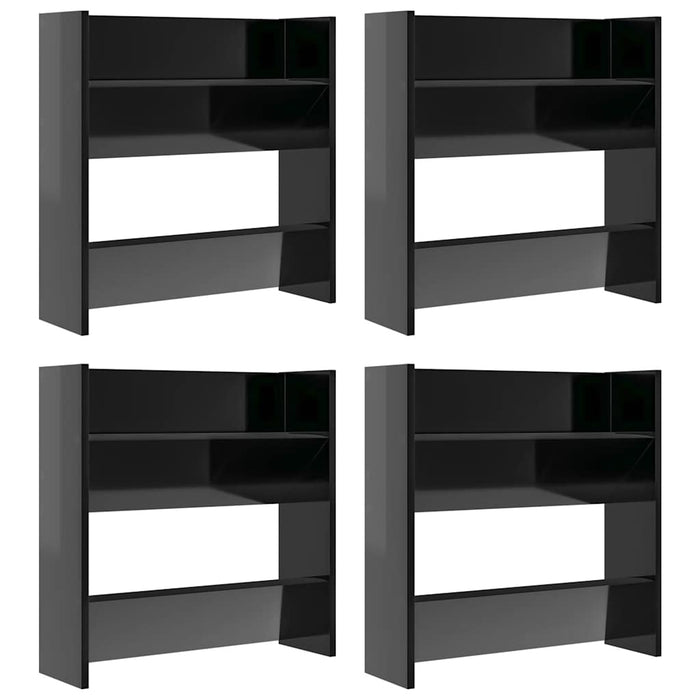 Pantofare de perete, 4 buc., negru extralucios, 60x18x60cm, PAL - WALTI WALTI