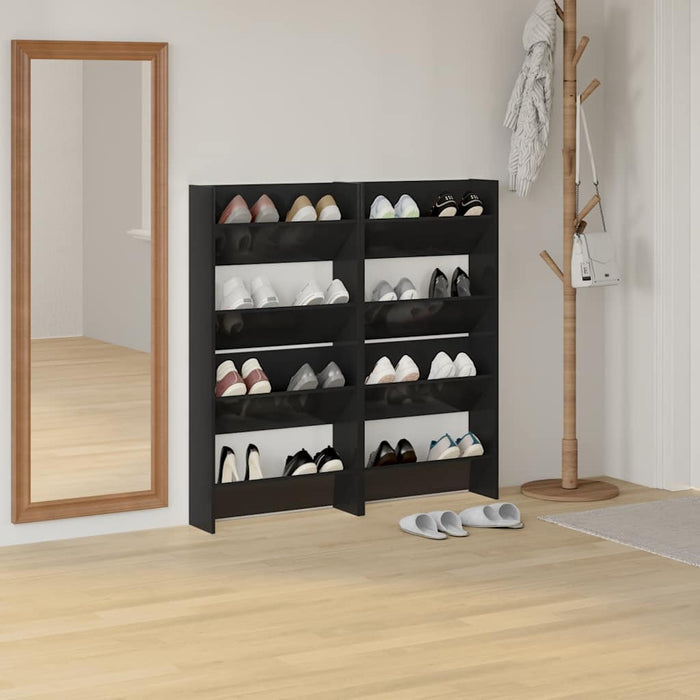 Pantofare de perete, 4 buc., negru extralucios, 60x18x60cm, PAL - WALTI WALTI