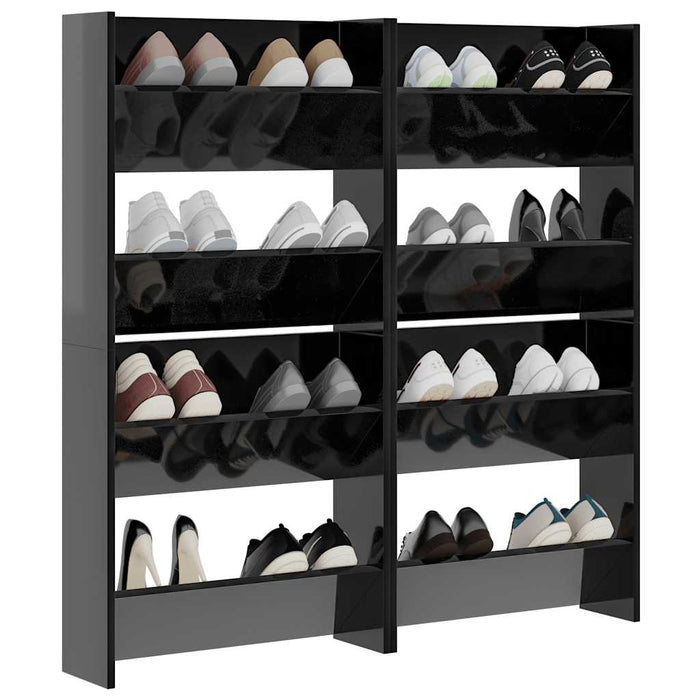 Pantofare de perete, 4 buc., negru extralucios, 60x18x60cm, PAL - WALTI WALTI