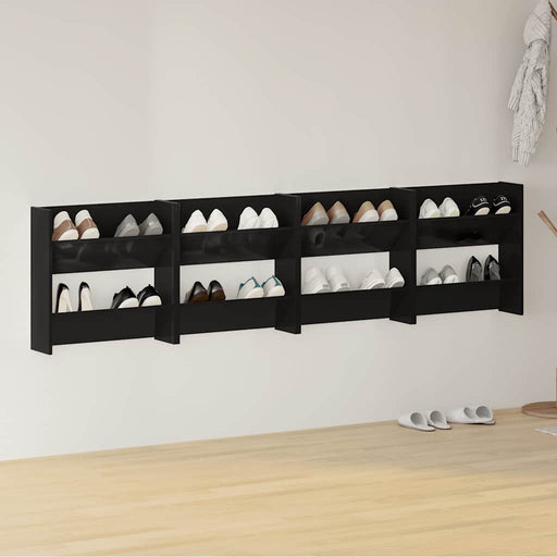 Pantofare de perete, 4 buc., negru extralucios, 60x18x60cm, PAL - WALTI WALTI