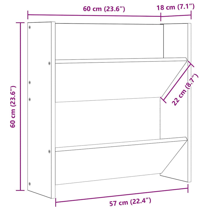 Pantofar de perete, gri extralucios, 60x18x60 cm, PAL - WALTI WALTI