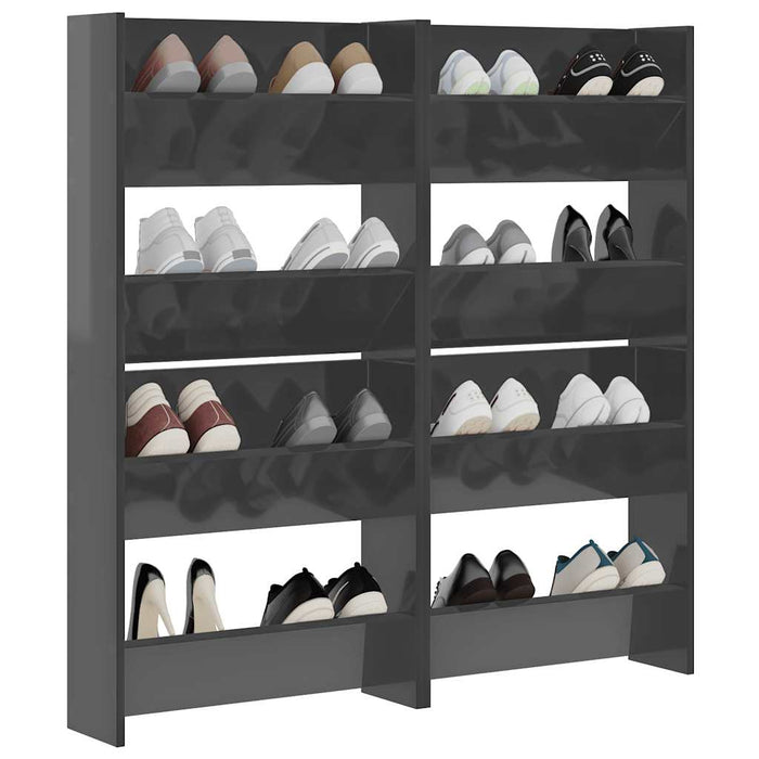 Pantofar perete 4buc. gri extralucios 60x18x60cm lemn prelucrat - WALTI WALTI