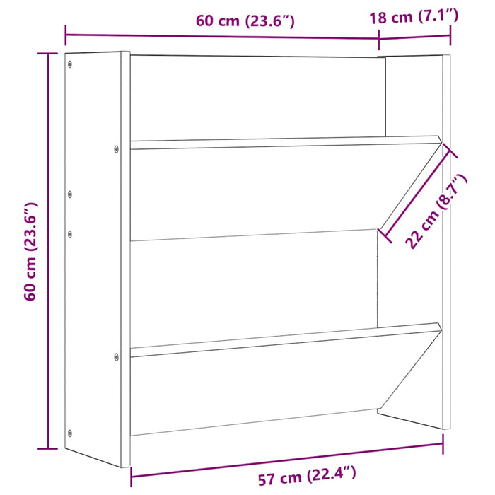 Pantofar perete 4buc. gri extralucios 60x18x60cm lemn prelucrat - WALTI WALTI