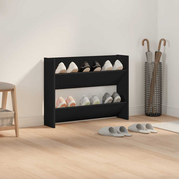 Pantofar de perete, negru, 80x18x60 cm, lemn prelucrat WALTI